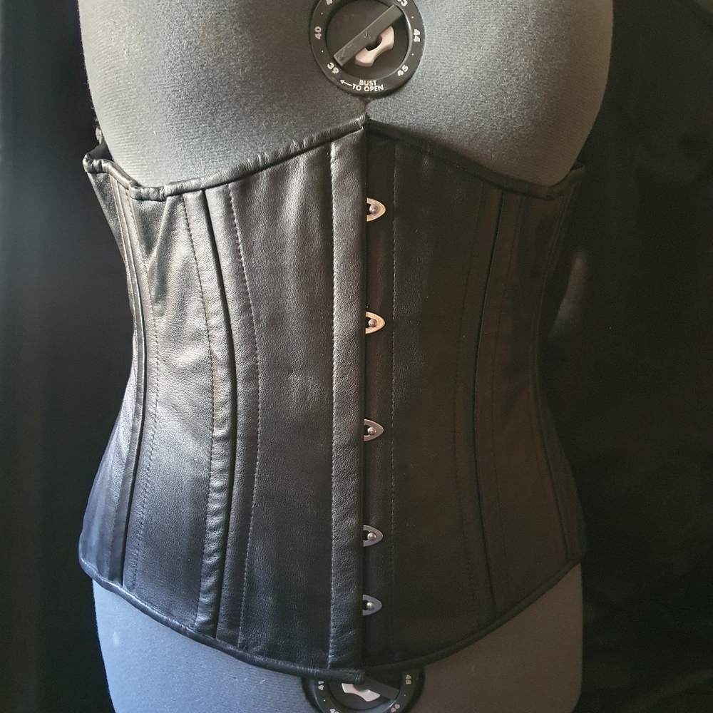 Black Leather Underbust Corset